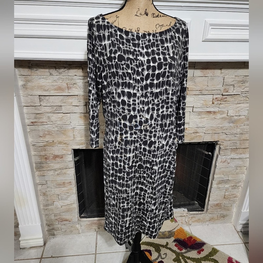 Ann Taylor leopard print soft stretchy‎ bodycon shirt dress plus size 14 new!!!